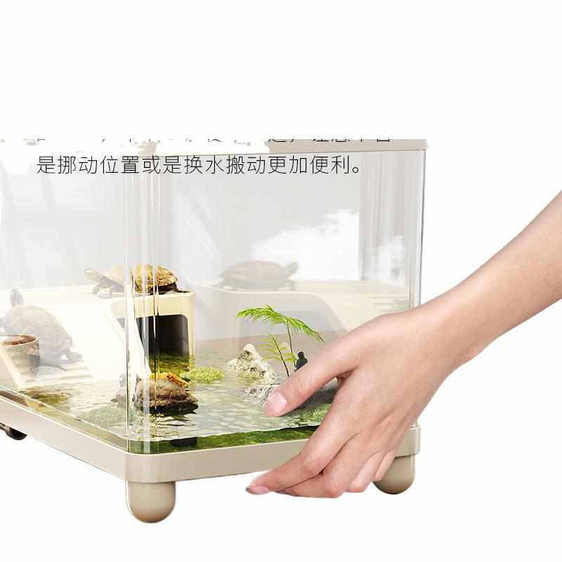 乌龟饲养缸生态造景家用带盖小型别墅爬台底部排水箱巴西龟缸