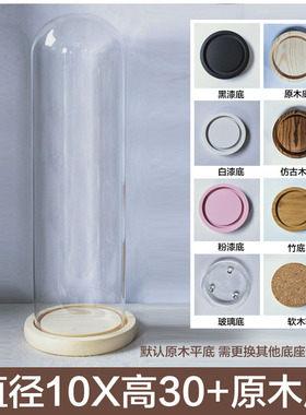 纪念蝴蝶标本玻璃罩木塞干花玻璃罩核雕展示盒玫瑰花束迷你公仔