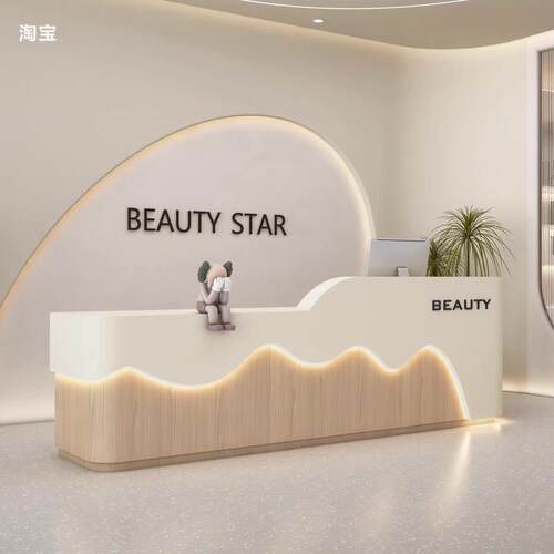 美容院收银台服装店2025新款吧台理发店培训机构前台接待台