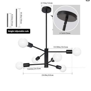 卫枝形星吊灯美乡式 村复古工风客249厅餐厅V业分子吊灯