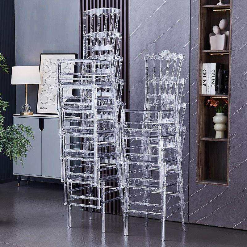 水晶椅子透明婚礼宴会高颜值椅子酒店餐厅专用婚庆椅子抗脏耐用椅