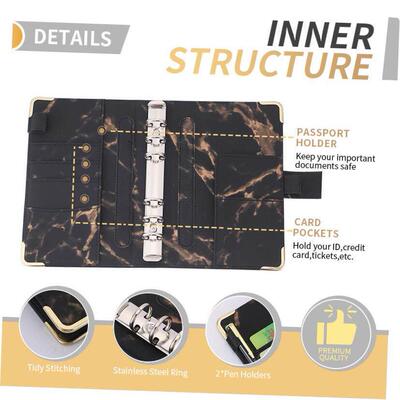 A6 PU Leather Marble Notebook Binder Budget Planner Money Or