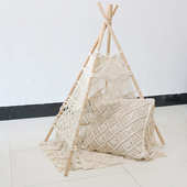 饰手工制作 户外摄影背景儿童房间装 新款 北欧风棉绳编织帐篷挂毯