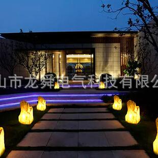 户外防水仿真玻璃钢树脂庭院发光石头灯室外低压庭院灯景观灯