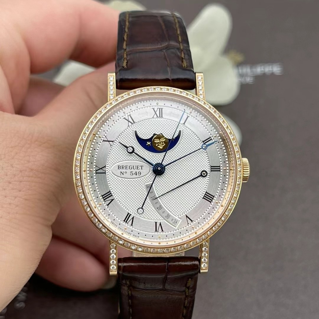 98新36mm宝玑经典18K玫瑰金镶钻8788BR/12/986自动机械手表女正品