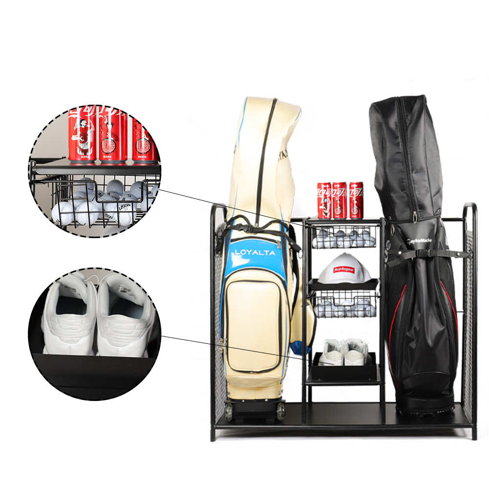 工厂定制 现货高尔夫球包展示架 收纳拆装款式金属防锈耐用型