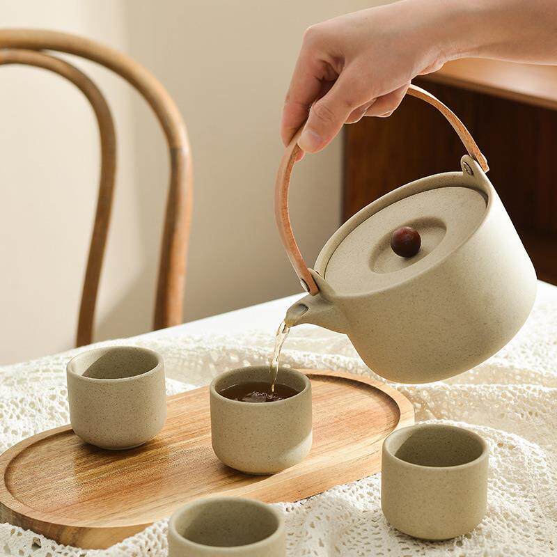 日式简约冷水壶家用养生陶茶壶热水开水耐高温凉水壶杯子水具套装图片