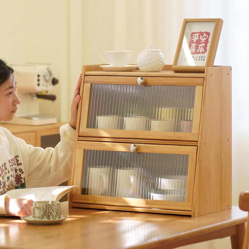 桌面收纳盒杯子收纳柜茶具展示柜子厨房水杯置物架杯架餐具储之满