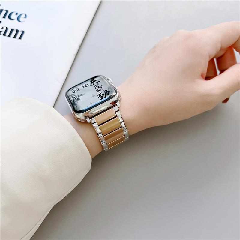适用applewatch7表带金属不锈钢iwatch6/5/4高级感小众苹果手表se
