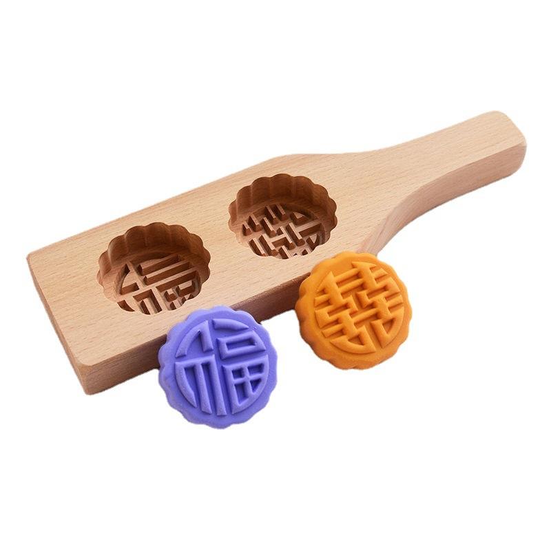 木制木质月饼模具年糕绿头豆001糕点心南瓜饼带干食馒印面模柄两