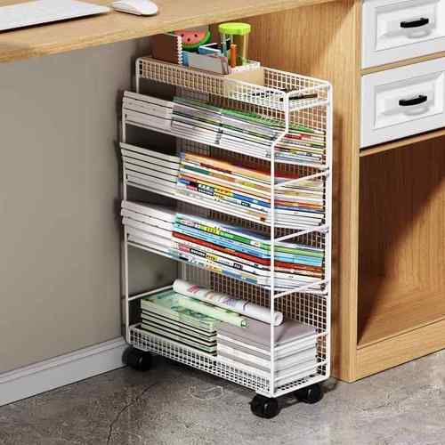 可移室动桌收纳架小书架边教课桌生旁学学习TCV书本带轮置物架