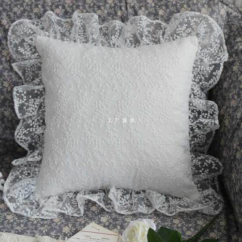 1VPR法式蕾丝抱枕套棉麻白色ins抱枕腰枕车内靠垫沙发卧室靠枕套
