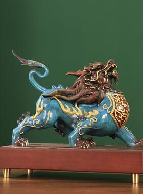 黄铜貔貅装摆件一对铜貔貅皮厅客玄HRV关家居办公丘室店铺开业饰