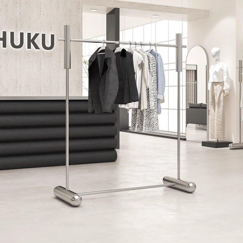 服装店展示架不锈钢落地式挂衣架男女童装店中岛陈列架专业货架