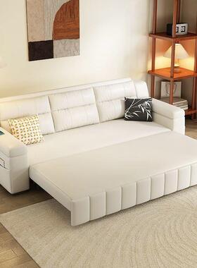 奶风多沙发床猫抓皮小型客厅可折叠两用现代双人新款功油能储jls7