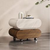 床头柜2024新款 轻奢高级感极简约现代万向轮实木家用卧室收纳储物