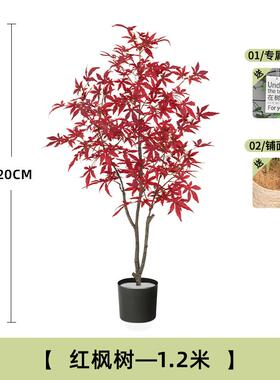 高档模拟绿色植物红枫客厅室内彷古近风格植物装饰高端易接豪华式