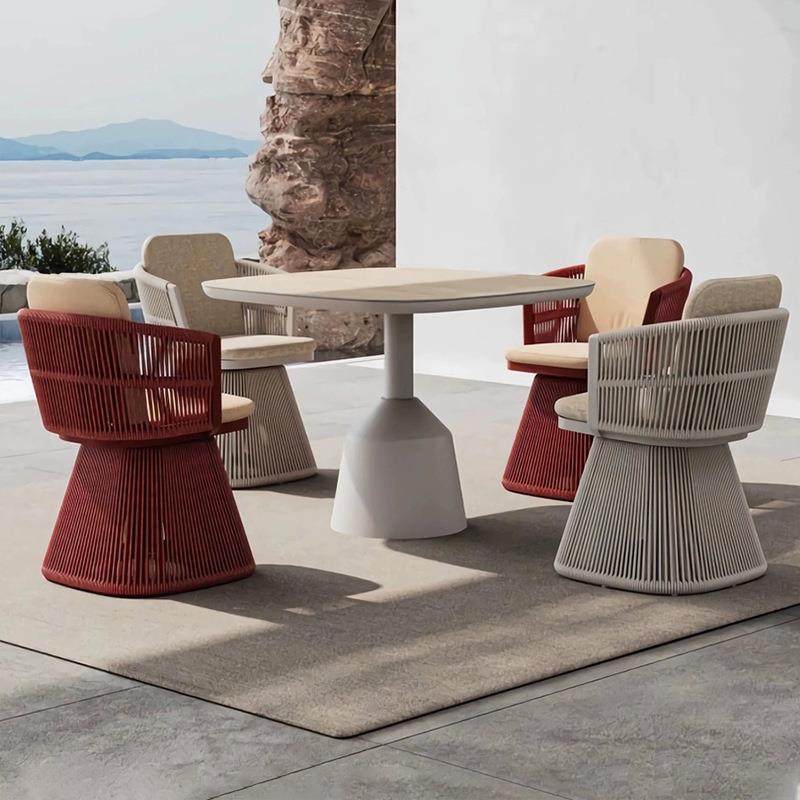 户外桌庭咨询客服椅编织椅休闲花园阳院台室外酒店露台铝合金单人