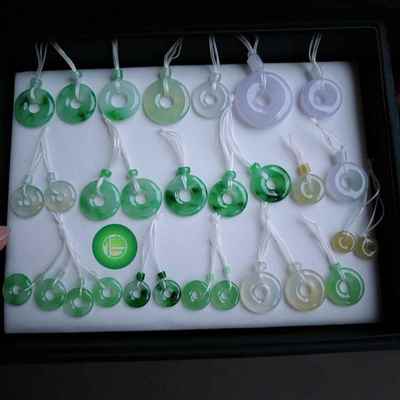 翡翠冰绿甜甜圈耳坠冰飘花玉扣子冰阳绿色子母扣挂件冰种平安扣