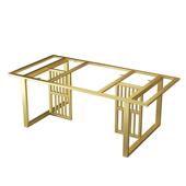 铁艺餐桌腿岩板大板石头茶台桌脚会议金色不锈钢玻璃异形桌腿支架