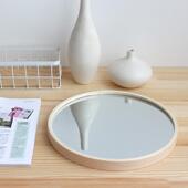 北欧浴室镜子圆形镜子实木挂墙式 壁挂镜卫生间梳妆镜其他汽车其它