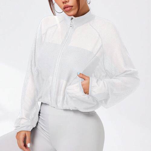 White mesh sports jacket breathable sports type women's