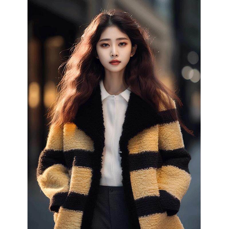 黄色条纹外套小个子高级