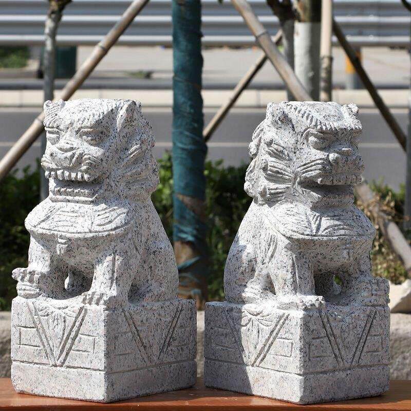 花岗岩石雕狮子看门镇宅庭院青石大号石狮子摆件小号门口原石雕刻