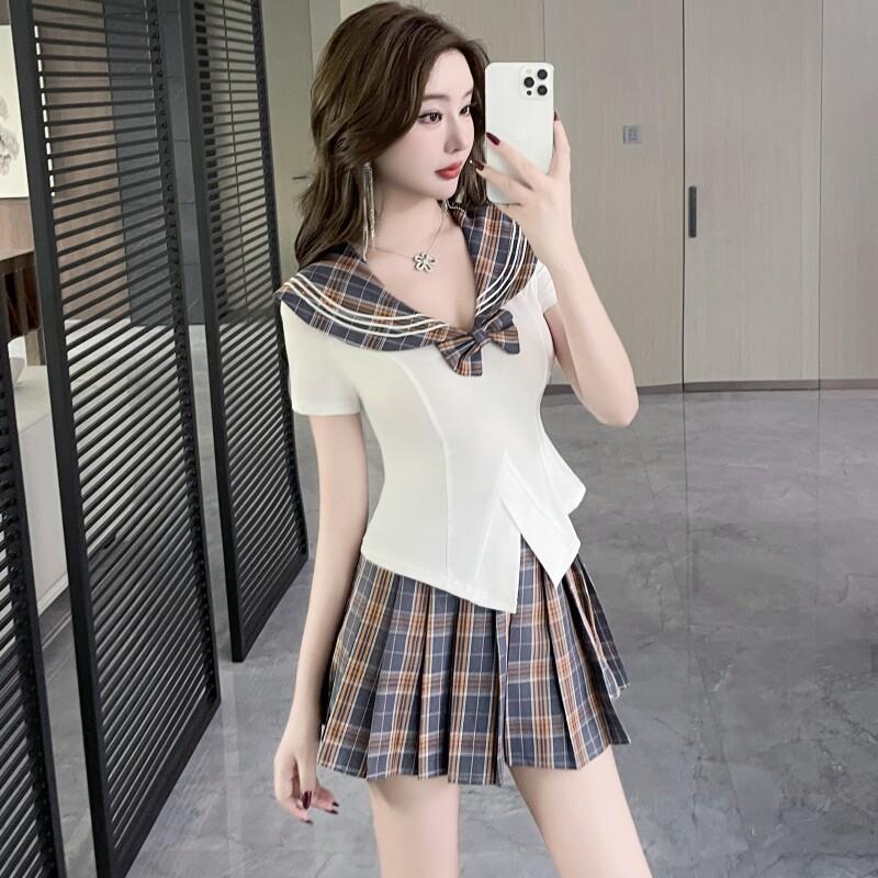 足浴技师工作服养生桑拿洗浴按摩沐足足疗气质性感百褶裙套装