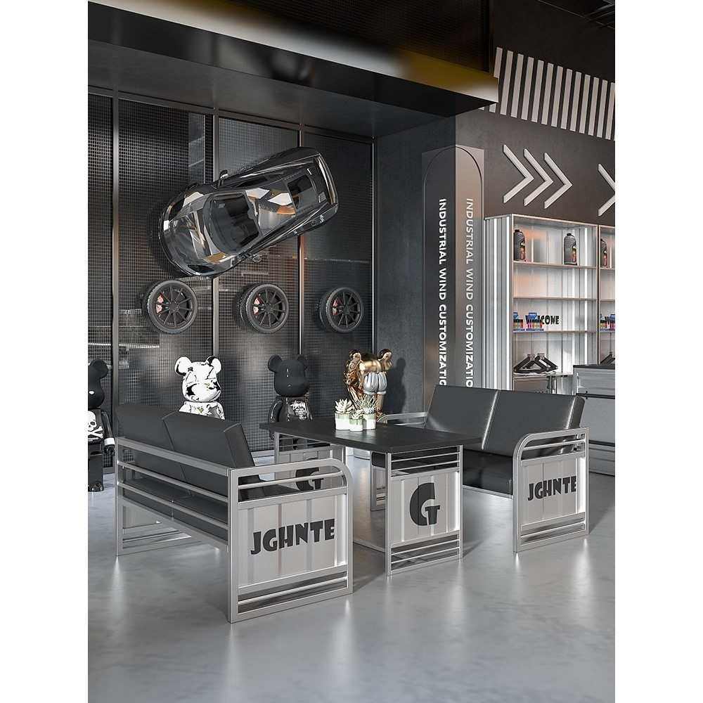 工业风奶茶店桌椅组合餐厅商用酒吧咖啡厅烧烤店创意卡座沙发定制