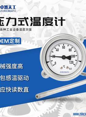 锅炉温度计压力式温度计不锈钢wtq-280带毛细管远传测蒸气水油温