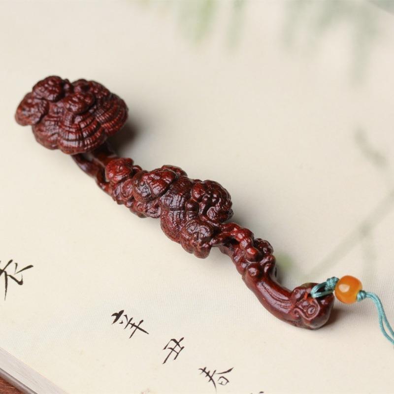 直供紫檀木雕刻林芝如意摆件木把玩件手把件文玩居家摆饰