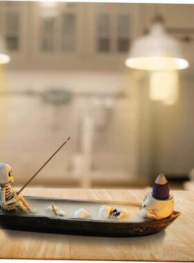 Halloween decoration skeleton ship incense craft display万圣