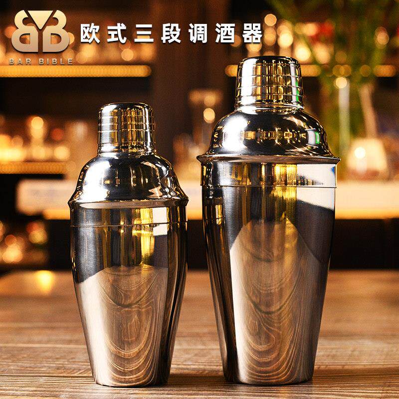 酒吧调酒 日式不锈钢调酒器三段雪克壶摇酒壶调酒杯搅拌杯调酒壶