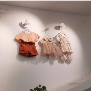 店原木挂钩北欧ins风木质实木展示架网红上墙点挂装 服装 饰衣帽钩