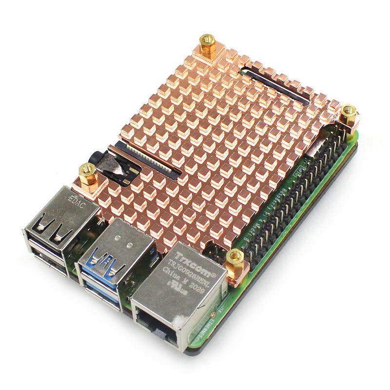 树莓派4代B型纯铜外壳 Raspberry Pi 4B纯铜散热片外壳保护壳盒子