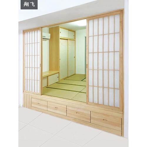 实木榻榻米定制整体榻榻米地板卧室海湾窗书桌榻榻米衣柜床定制
