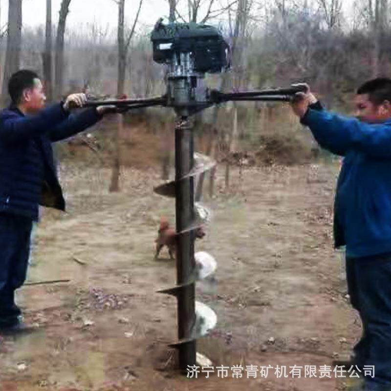 手持旋挖钻机 双人二冲程螺旋钻开坑机 汽油二冲程植树打穴钻孔机