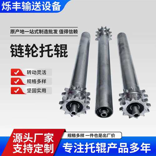 链轮运输设备双链轮重型镀锌滚筒不锈钢托辊流水线运输带滚轴