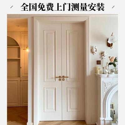 实木复合烤漆门双开玻璃门法式双开门阳台门卧室门极窄木门定制