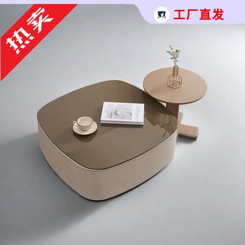 意式轻奢岩板奶油现代极简客厅家用小户型组合茶几新款边几网红