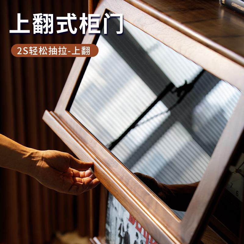 北美黑胡桃实木电视边柜北欧客厅立柜轻奢沙发侧边柜储物抽屉边柜
