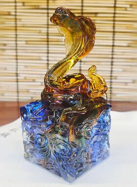 琉璃十二生肖摆件全套蛇年小龙工艺品羊猴鸡狗猪创意印章生日礼物