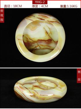 新款玉手石烟缸轻奢公室家居客厅茶室天然简灰约雪茄高办档圆形工