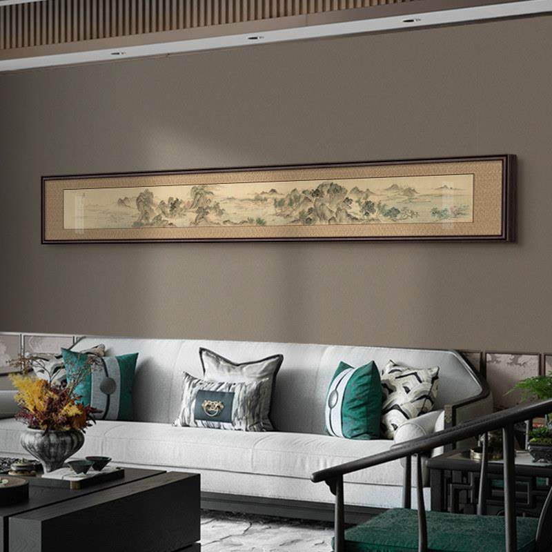 湖山春暖图大气客厅装饰画沙发背景墙山水画靠山图茶室中古风挂画,家居饰品,现代装饰画,淘宝优惠券,粉丝福利购,淘宝优惠卷
