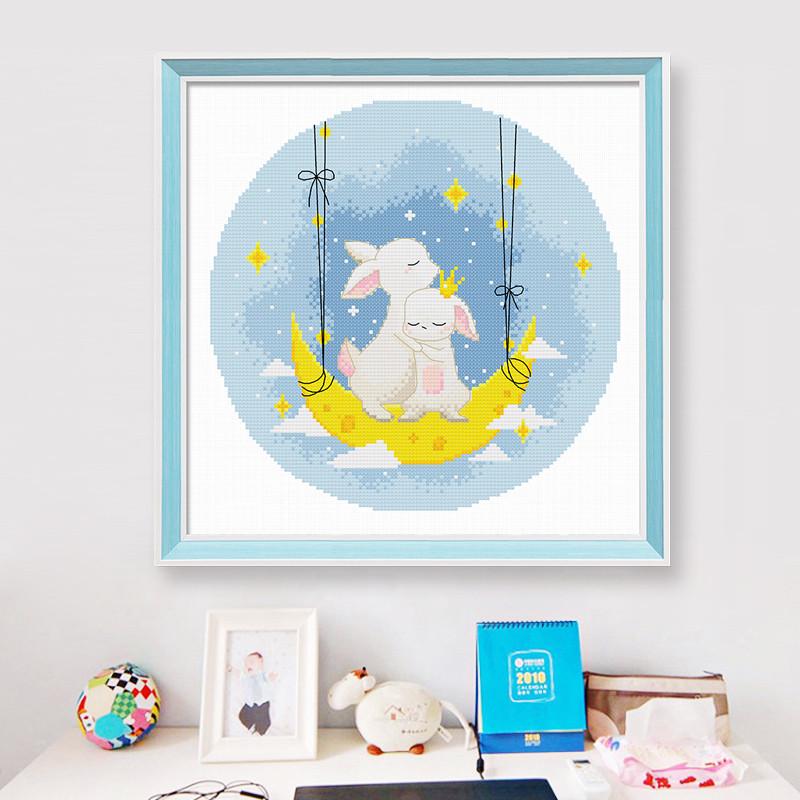 十字绣卡通简单小件可爱兔儿童学生手工卧室画2024线绣新款自己绣
