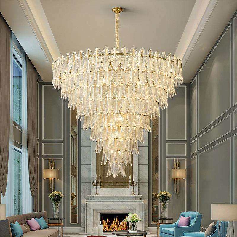 复式楼大吊灯别墅挑高挑空大厅法式全铜吊灯中空客厅豪华轻奢吊灯