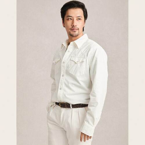 Men's Long Sleeve Solid Rust Western Shirt