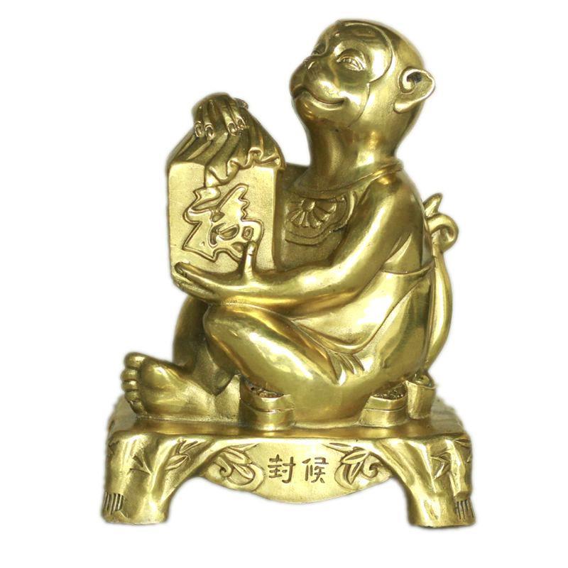 铜猴摆件铜猴子吃桃属猴金属工艺品家居摆设十二生肖猴礼品