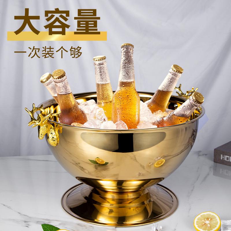 大号不锈钢香槟盆冰粒桶酒店酒吧ktv啤酒饮料红酒冰镇冷却器